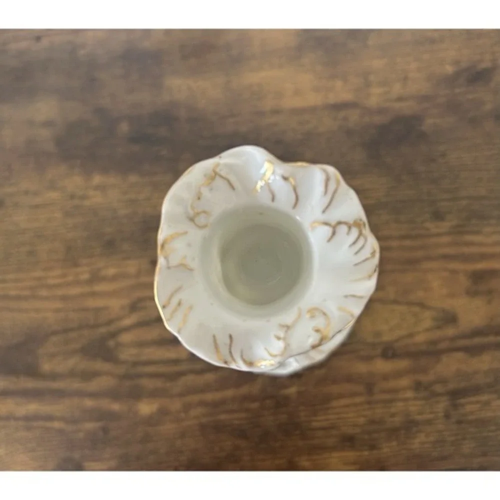 Antique French Porcelain‎ Hand Painted Candlestick Holder Circa 1900 Floral